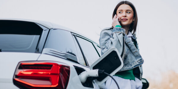Woman electric car