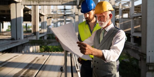 people looking at a construction